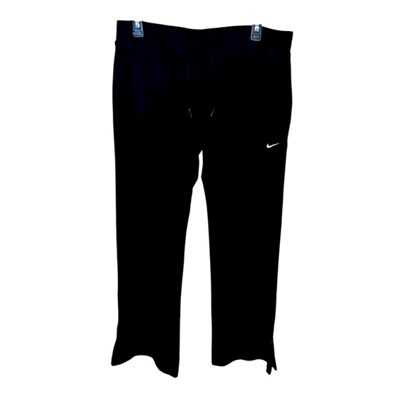 Nike Dri Fit Black Track Pants Elastic Drawstring Waistband Bootcut Hem Active - Picture 1 of 11